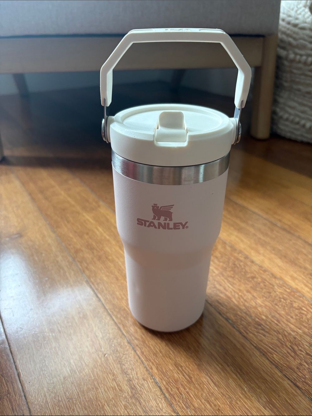 20oz used Stanley light pink Travel Tumbler with Carry Handle and Stainless